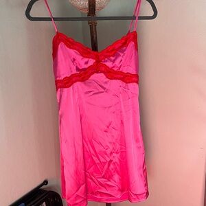 Pink and Red Lace Trim Chemise
